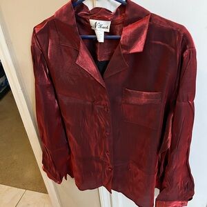 N Touch Red Satin Blouse 1X